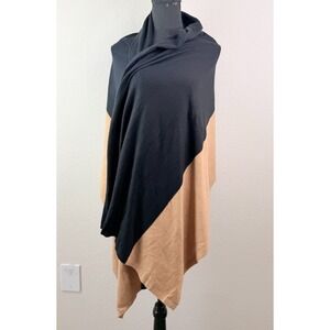 Zestt Organic Cotton Shawl Wrap OS Black Tan Colorblock Rectangular Sustainable